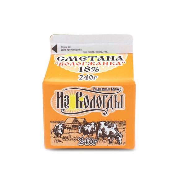 Сметана Вологжанка 18% 240г