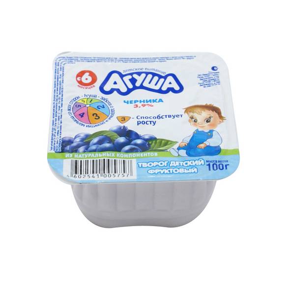 Творог Агуша 3.9% фруктовый черника 100г