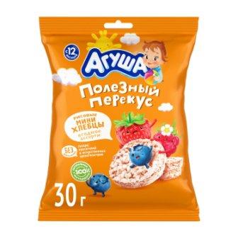 Хлебцы мини Агуша рисовые 30г с ягодным соком