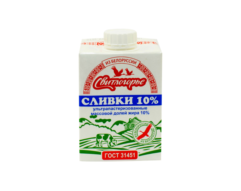 Сливки Свитлогорье 10% 500г