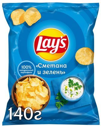 Чипсы Лейс 140г сметана/зелень